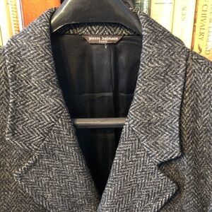 Pierre Balmain Charcoal Herringbone Coat